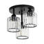 Plafonnier semi-encastré 3 lumières, luminaire moderne en cristal noir mat pour la cuisine, le vestibule et la chambre à coucher-1277659673