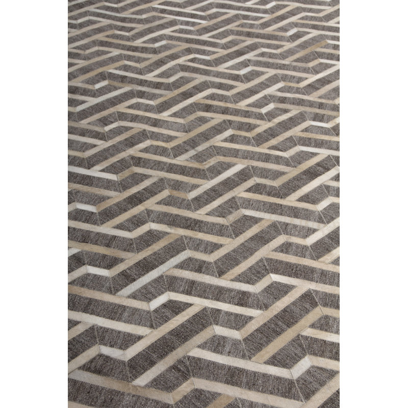 Berlin Cowhide Geometric Area Rug, Rectangle 5' x 8'