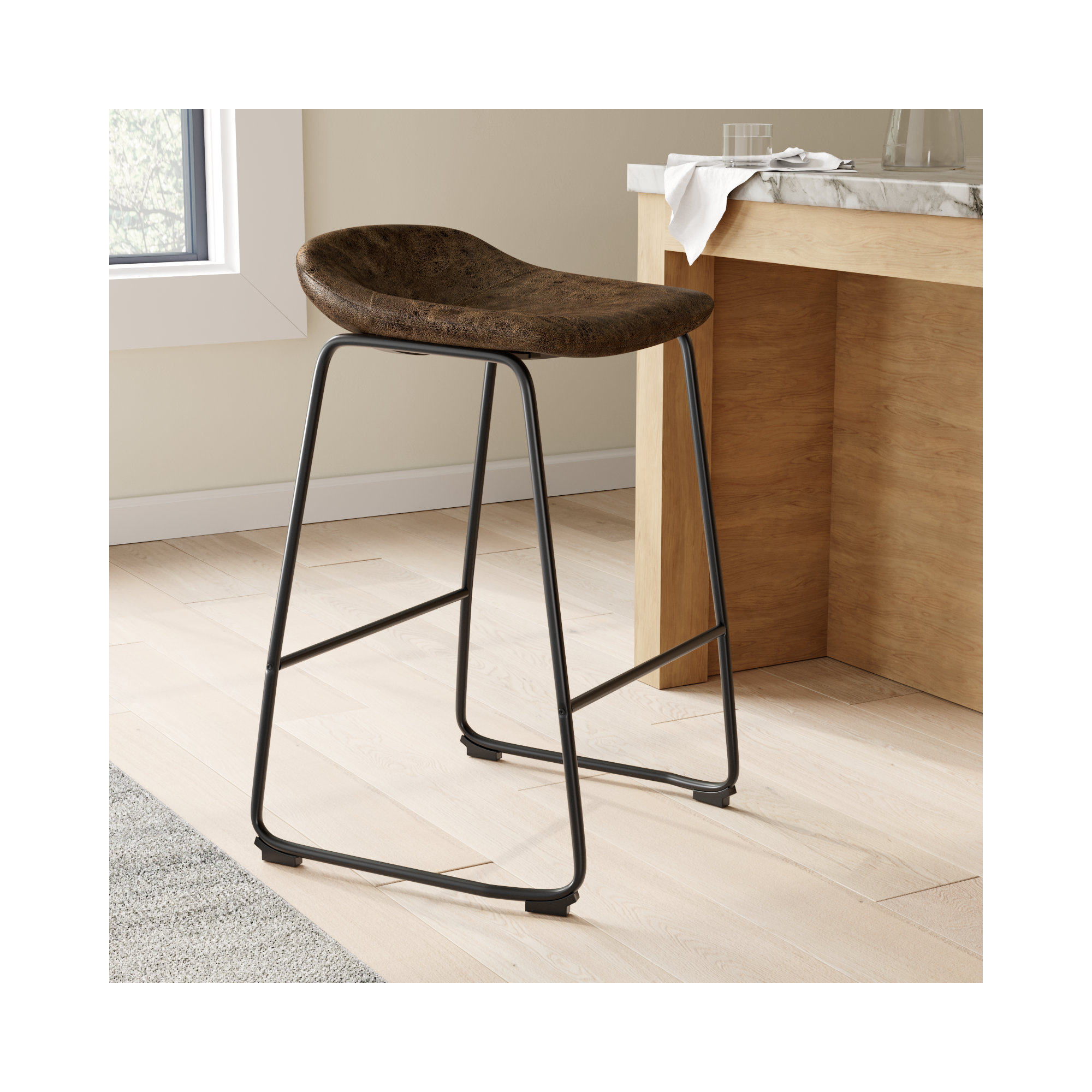 Rome 29" Bar Stool, Bar Stool ( 29" Seat Height ), Rustic Brown