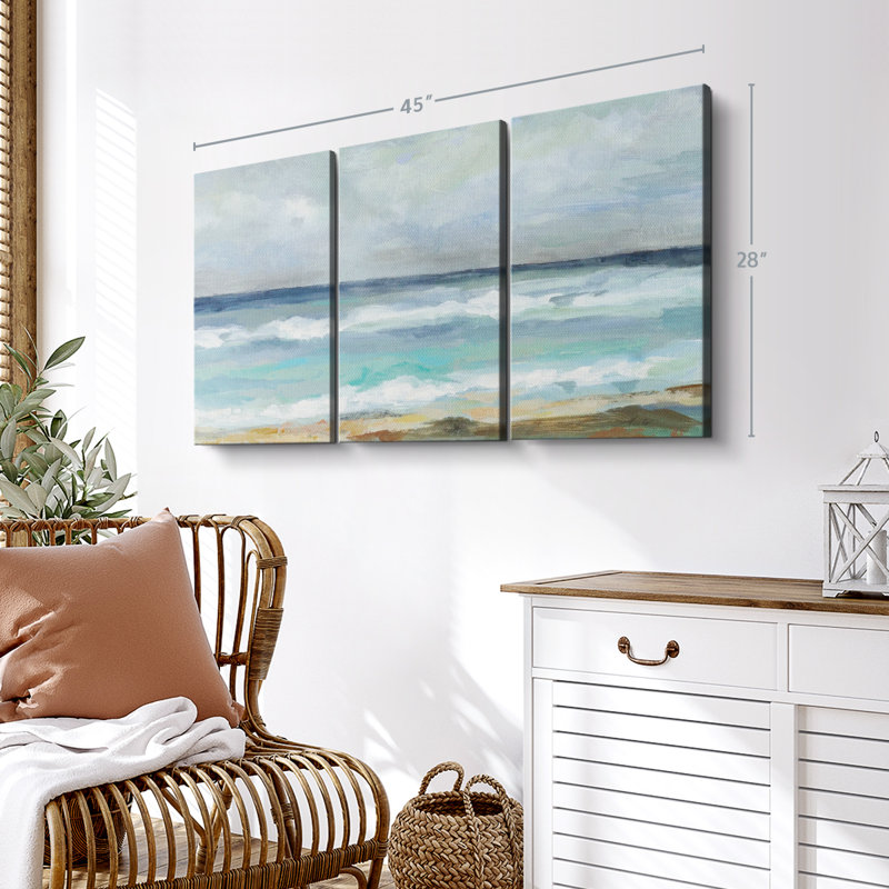 «Seashore Day», 3 pièces sur toile, H 28 po x l 45 po x P 1,25 po