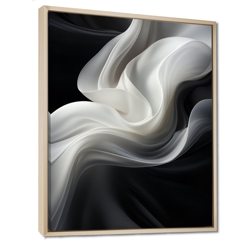 «White Black Abstract Turbulence - Wind Turbines», art sur toile, H 44 po x l 34 po x P 1,5 po, Cadre flottant en érable