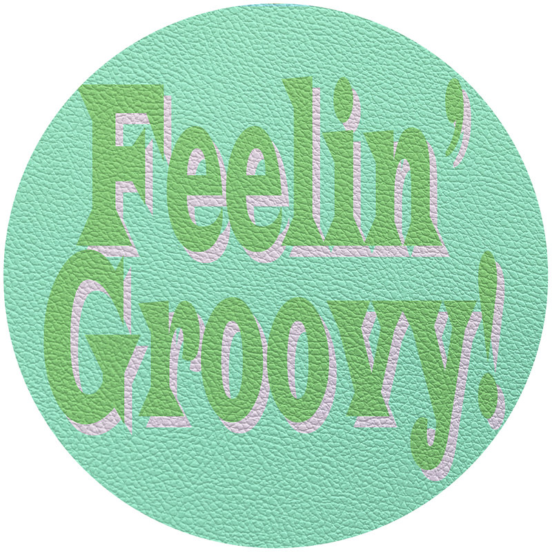 Feelin Groovy Celadon 16" Vinyl Placemat, Green/Pink/Avocado