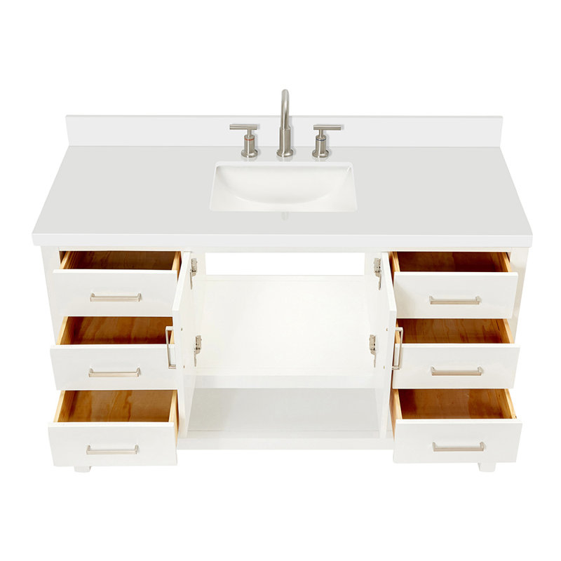Ensemble de meuble-lavabo simple 55 po Moille Laveda, Blanc, Rectangular