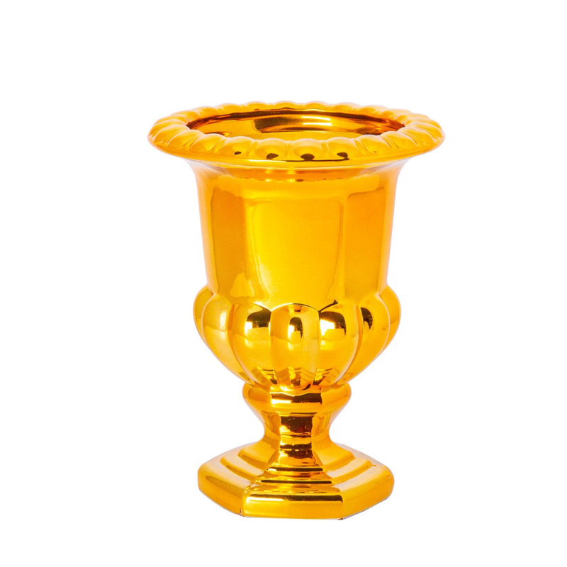 Vase en verre sur pied piédestal en verre plaqué or