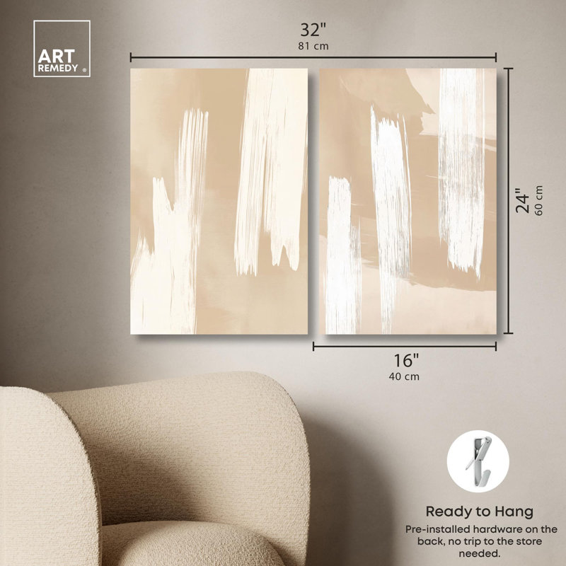 Gestural Grains Duet Canvas Print Gold Boho Wall Decor Set by Art Remedy, Black Frame, 10 x 15, H 24 po x l 16 po