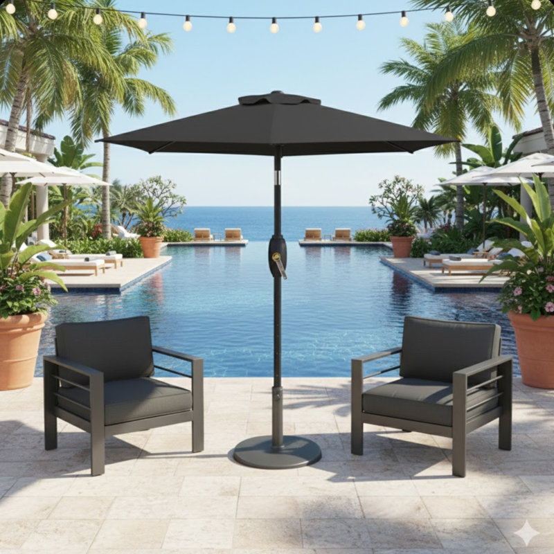 Parasol avec manivelle et inclinaison (sans base), Noir