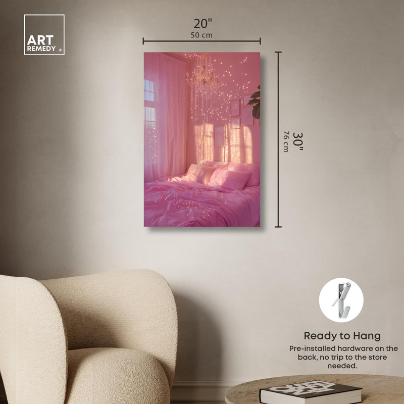 «Pink Dream Room» par Art Remedy, Toile tendue, H 30 po x l 20 po x P 1,5 po