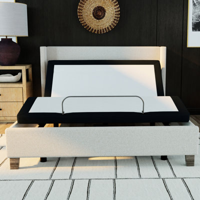 Base de lit ajustable avec articulations de la tête et du pied, boutons de mémoire, télécommande sans fil, structure de lit en métal gris