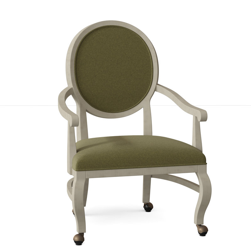 Oakland Upholstered King Louis Back Arm Chair, 8789 Indigo, Almond Buff