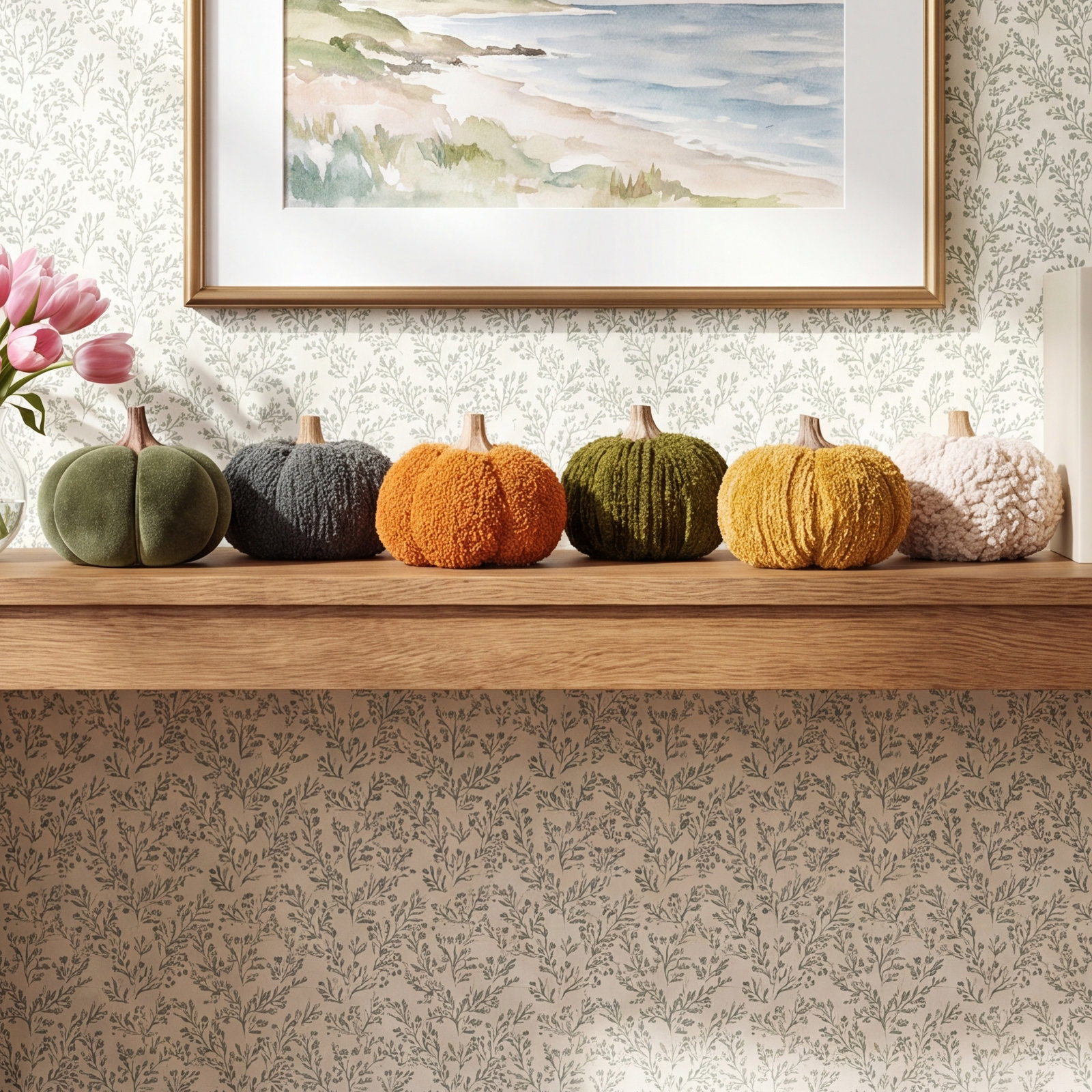 Boucle Velvet Pumpkin Holiday Accent, 4" H x 4.75" W x 4.75" D