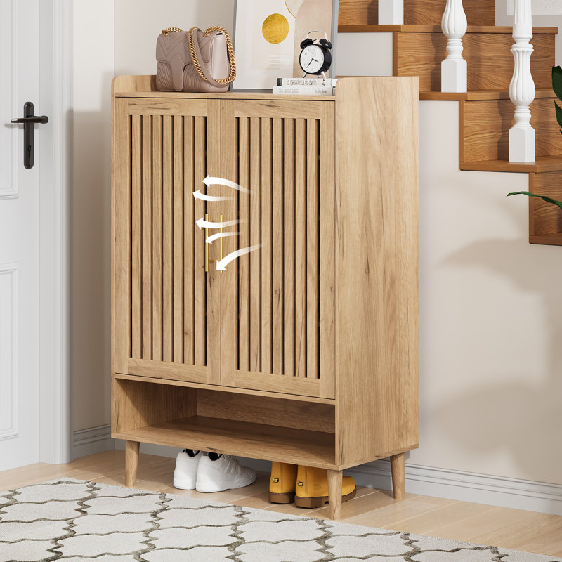 24 Pair Shoe Storage, Beige Wood
