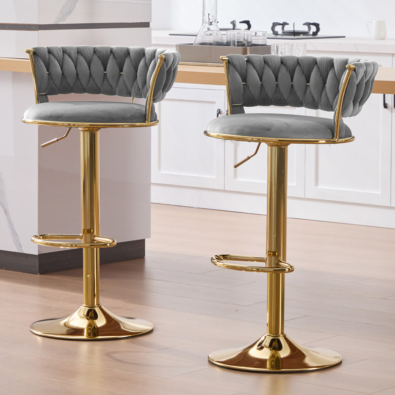 Tabourets de bar pivotants à hauteur réglable, Gris