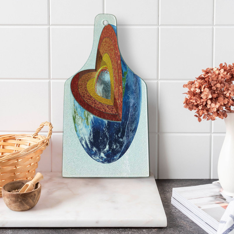 Ambesonne Earth Tempered Glass Cutting Board Earth Inner Core Science Multicolor