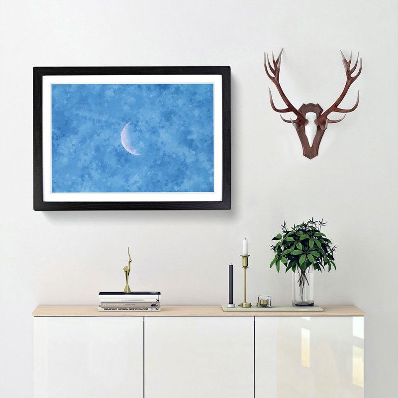 Moon in Morning Light - Wall Art, 33cm H x 45cm W x 2cm D, Black Single Picture Frame Wood