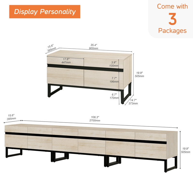 Aadam TV Stand for TVs up to 88", Beige