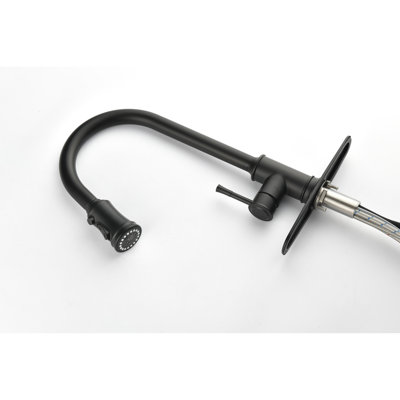 Stainless Steel Kitchen Faucet In Matt Black, Pull Down With 360 Rotation For User- Water Delivery Black Exterior, Flexible Spray Head Practical Applications