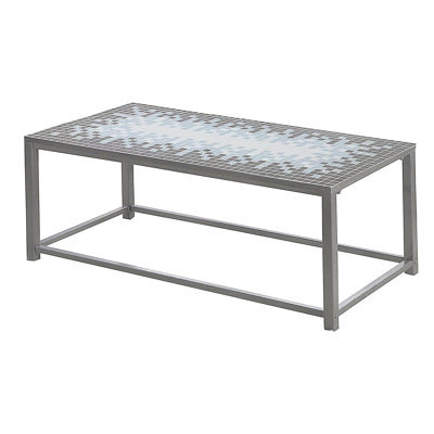 Coffee Table, Accent, Cocktail, Rectangular, Living Room, 42" L, Blue Tile, Grey Metal, Transitional