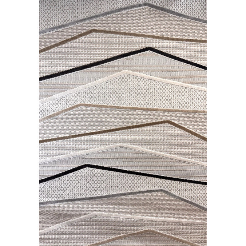 Rug Branch Elysia 5' x 8' (5'3" x 7'7") Beige/Grey Chevron Indoor Area Rug, Comtemporary, Medium Pile, Stain-Resistant Carpet - Living Room, Bedroom, Dining Room, and Kitchen
