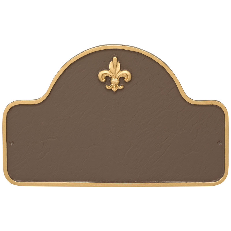 Fleur de Lis Lexington Arch Standard Two-Line Address Sign Plaque, Sand / Gold