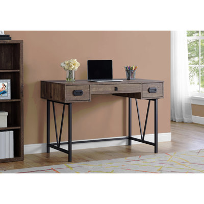 Bureau d'ordinateur, bureau personnel, ordinateur portable, tiroirs de rangement, L 48 po, stratifié de travail, métal, transitionnel
