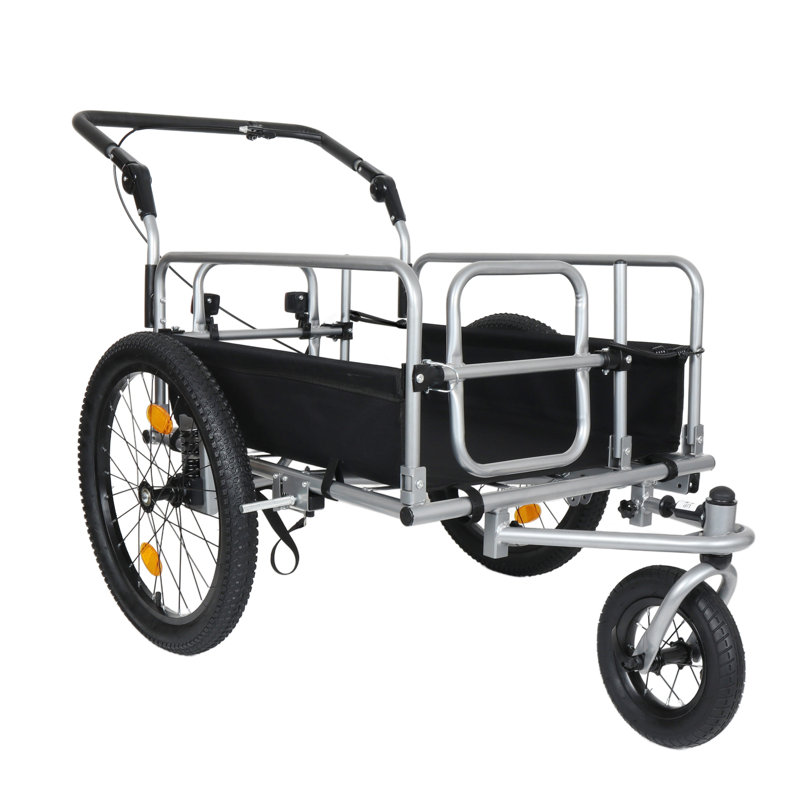 Remorque et poussette 3-en-1 pour vélo utilitaire robuste - Chariot utilitaire à cadre en acier avec pneus de 20 po, capacité de 110 lb