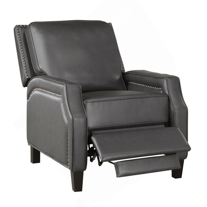 Fauteuil inclinable à dossier poussoir de style transitionnel de couleur grise