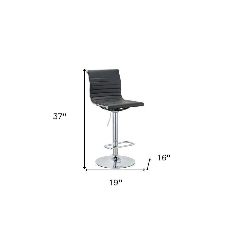 Ensemble de deux chaises de bar à hauteur ajustable en similicuir noir et argent