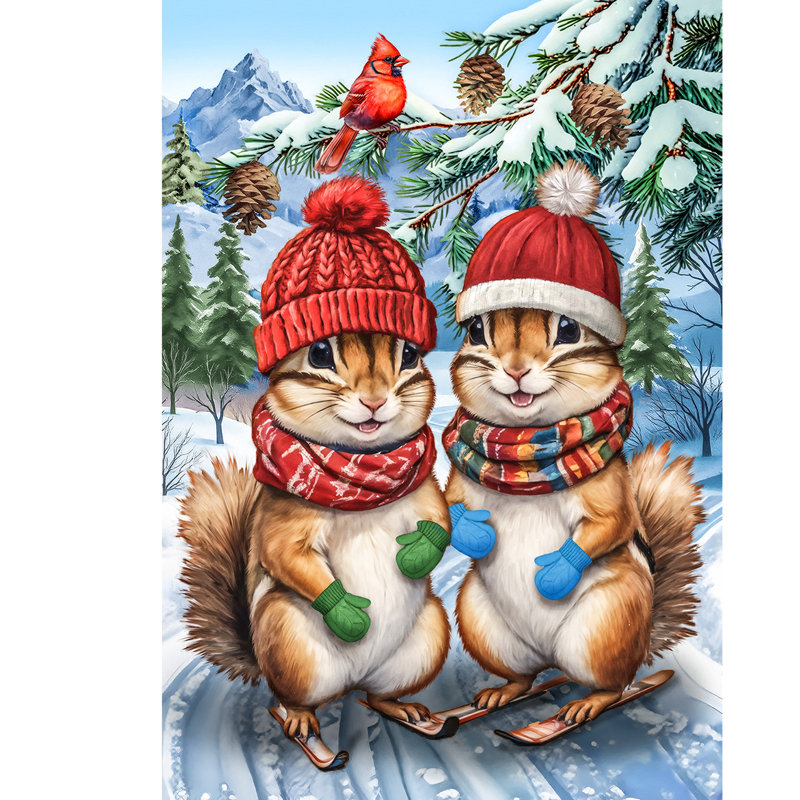 Drapeau de jardin d'hiver Chipmunks