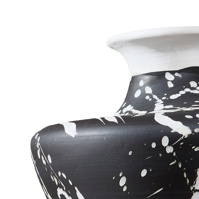 Irregular handcrafted ceramic tabletop vase, splash-ink pattern ceramic vase, ceramic textured decorative vase