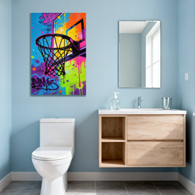 Abstrait, impression de graffiti coloré, panier de basketball