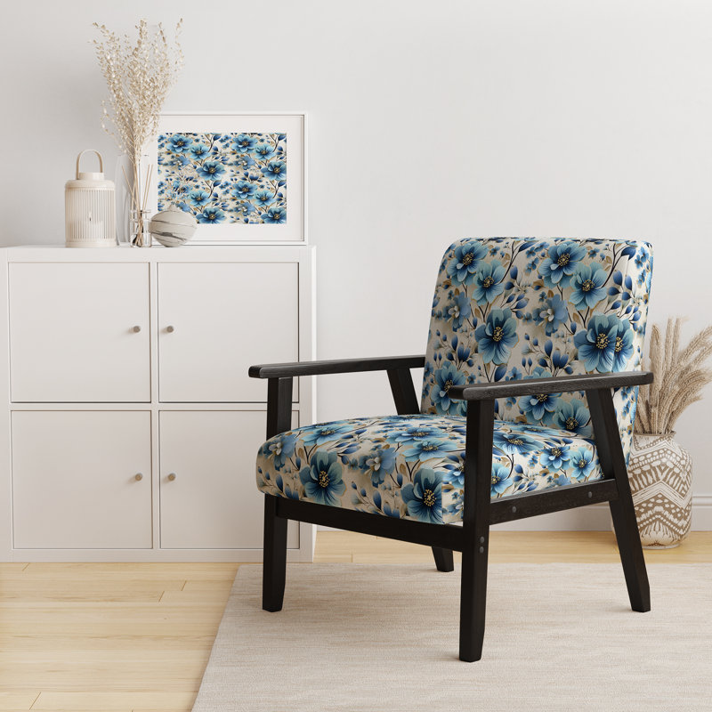 Chaise à accoudoirs rembourrée Blue Coastal Elegance