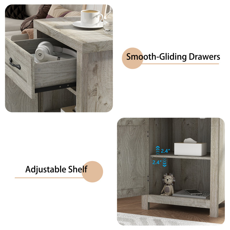 Ensemble de 2 tables de chevet avec tiroirs, Gris