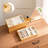 4-Set Bamboo Stackable Jewellery Organizer Tray, Jewellery Drawer Inserts Container Display Case Storage With Removable Dividers -Warmwhite