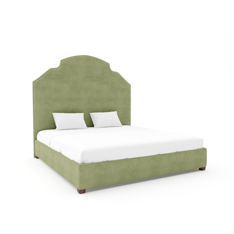 Leland Upholstered Bed, Posh Life Performance Velvet Bayoux, Weathered, Full / Double