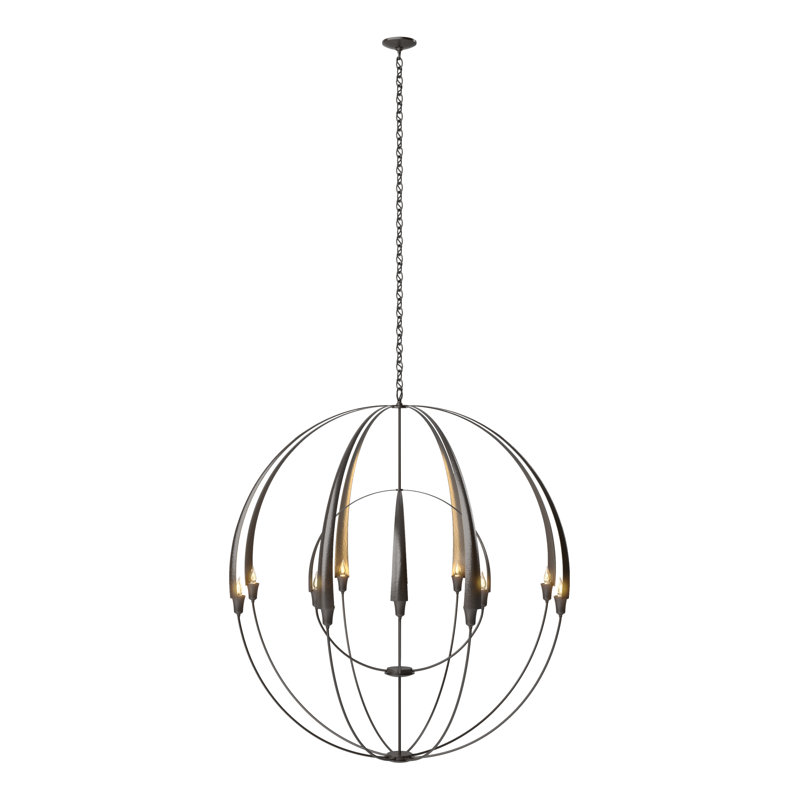 Lustre sphérique double 12 lumières Cirque, Bronze huilé