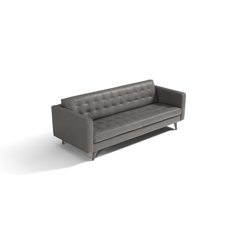 Causeuse en cuir véritable Burdett, Cuir véritable gris foncé