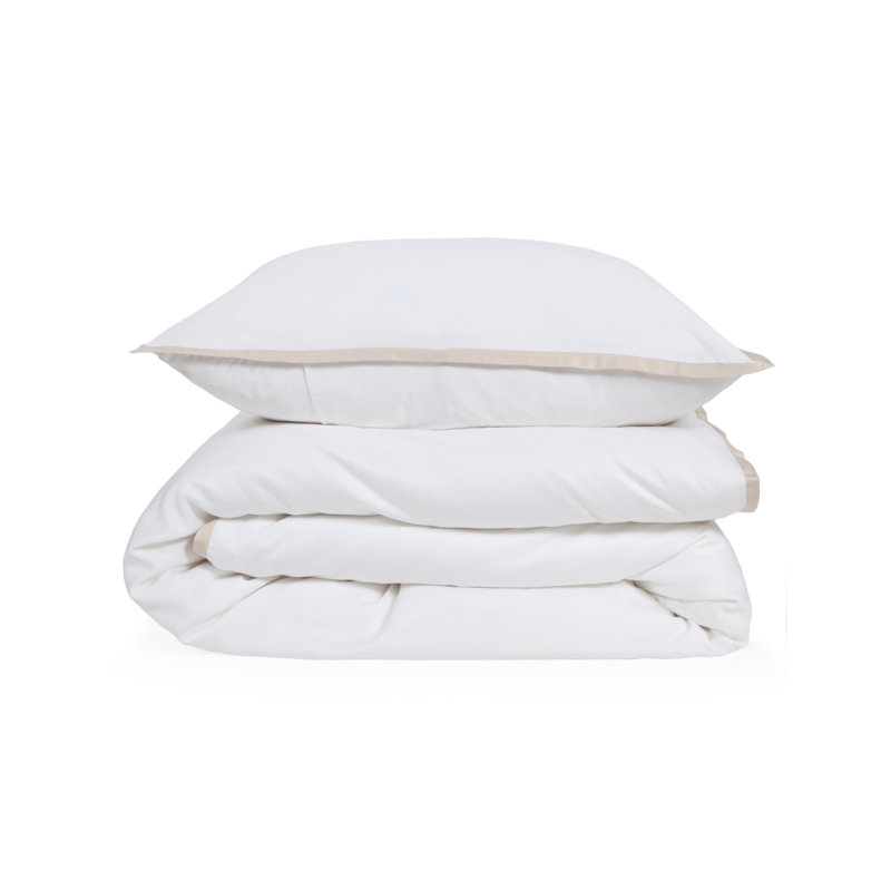 Langston Duvet Cover, King Duvet Cover + 2 King Shams, White/Sand
