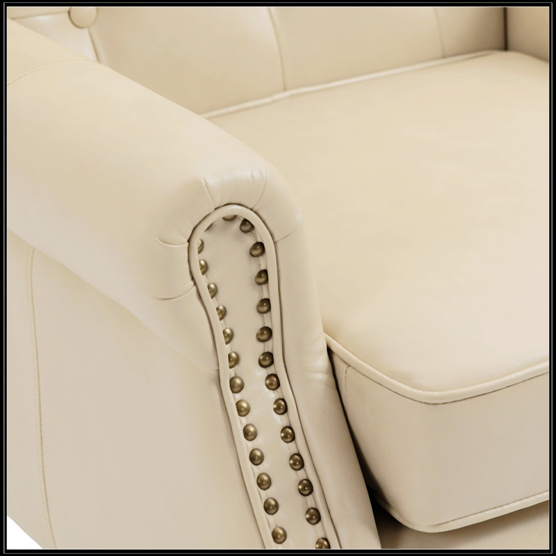 Fauteuil de 29,3 po de large avec repose-pieds en bois robuste Dynasha, Chameau