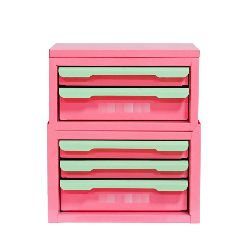 Boîte de rangement à tiroirs pour le maquillage et les médicaments, rose, facile à nettoyer., Creamy Green Pink