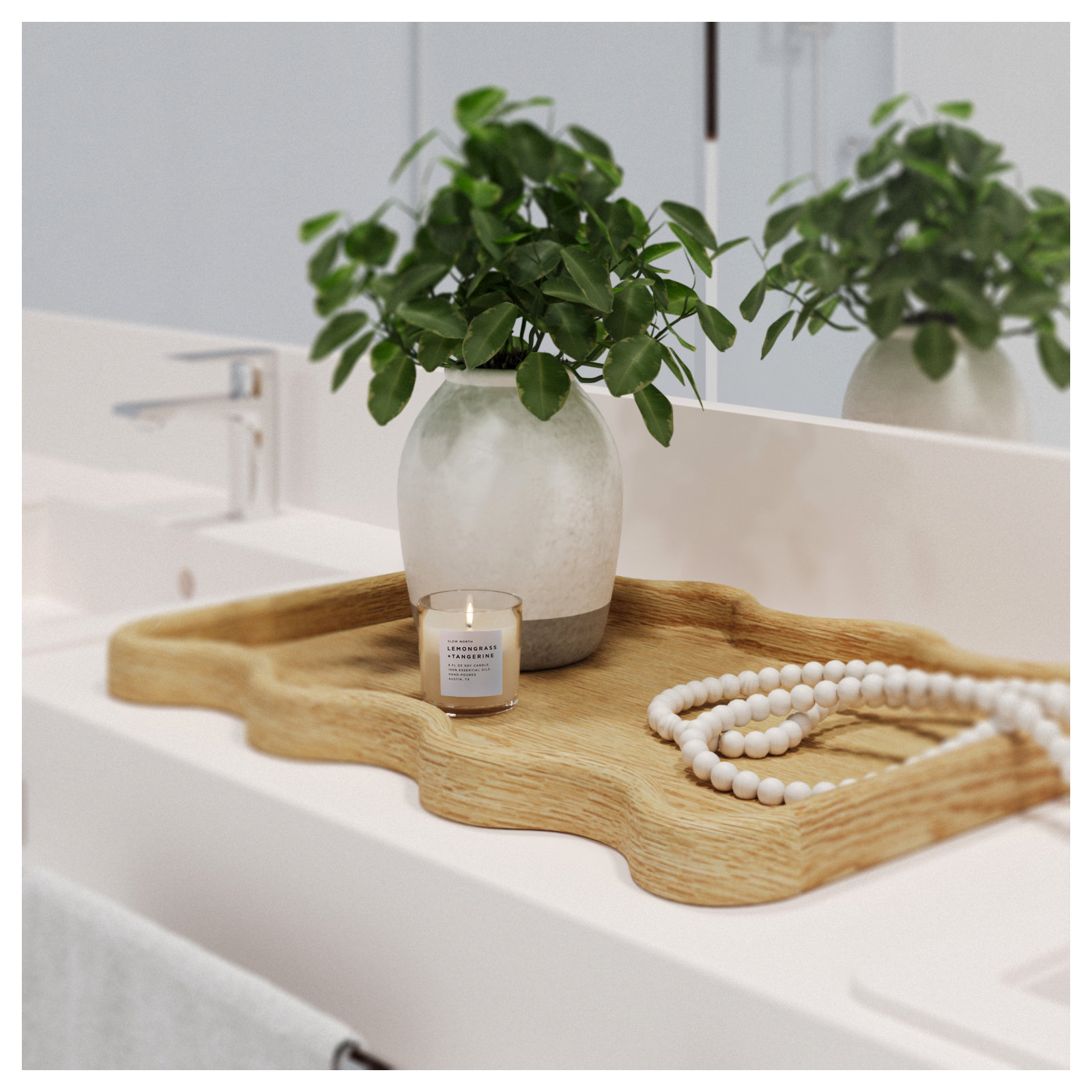 Almandine Solid Wood Tray - Set of 1, Brown, 1.5" H x 19.25" W x 13.1" D