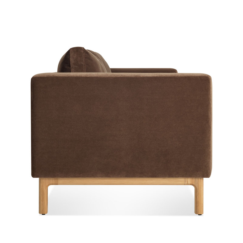 Guide Sofa, 31" H x 96" W x 36" D, White Oak, Coffee Velvet Polyester Blend