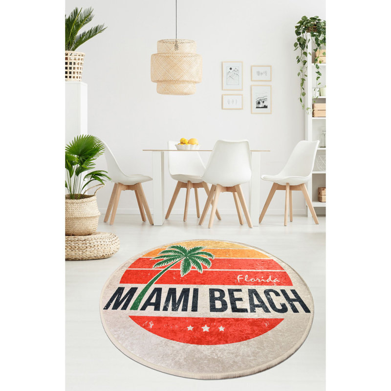 Antibacterial Round Carpet, 39.4 Inches Diameter, 100% Polyester, 0.2 Inches Pile Height | Non-Slip Underside, Machine Washable | Perfect for Living Room, Bedroom, and Playroom, Soft and Durable Design