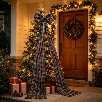 Ornement d'arbre de Noël en tissu à carreaux