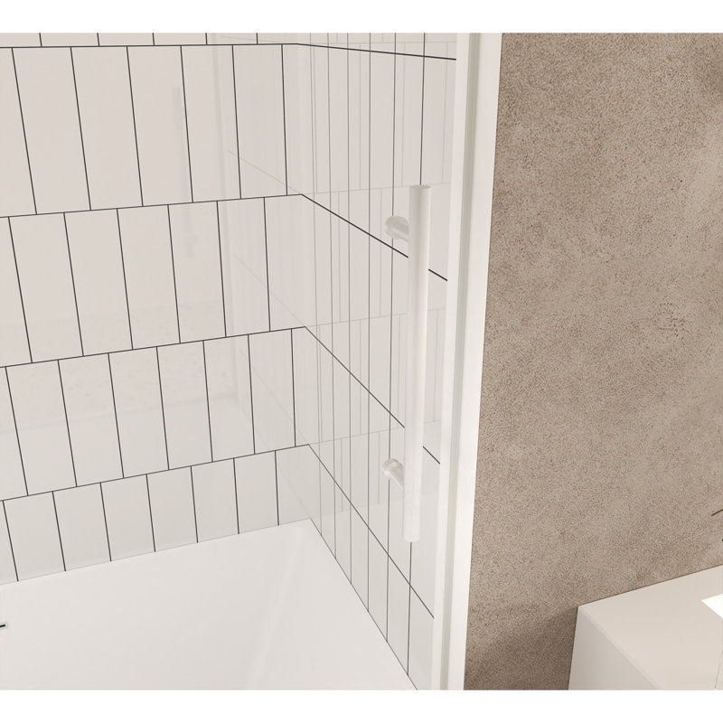 Porte de douche sans cadre l 60 po x H 60 po, verre trempé transparent 1/4 po, film antidéflagrant, poignée en acier inoxydable