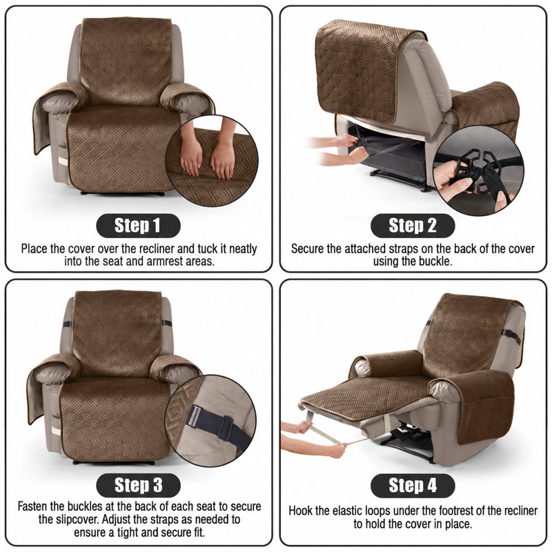 Housse de canapé inclinable en velours imperméable Wildee, Petit l 23 po, Velours café