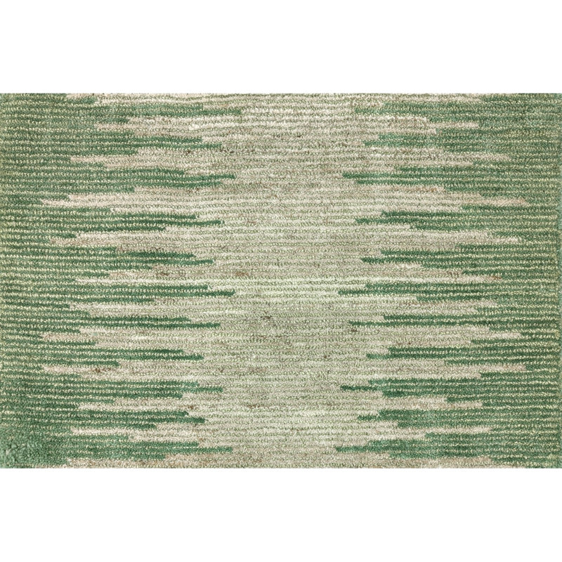 Abrash Ikat Hand-Tufted Wool Area Rug Cut/Loop Pile, Forest, 2' x 3'