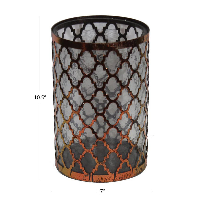 Porte-votive en métal/verre, H 10,5 po x l 7 po x P 7 po