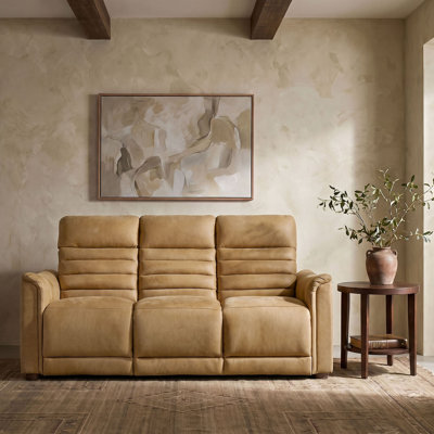 Norbert 78.5"W Genuine Nubuck Leather Down Filled Wall Hugger Power Reclining Sofa