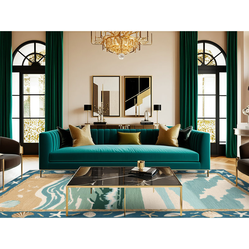  Tapis bord de mer lavable Spring Beach, Carré 5 pi