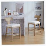27" Counter Stools Set of 2, Upholstered Counter Height Bar Stools with Solid Rubber Wood Frame, Backrest, Footrest, Armless Barstools for Home Bar, Kitchen Counter